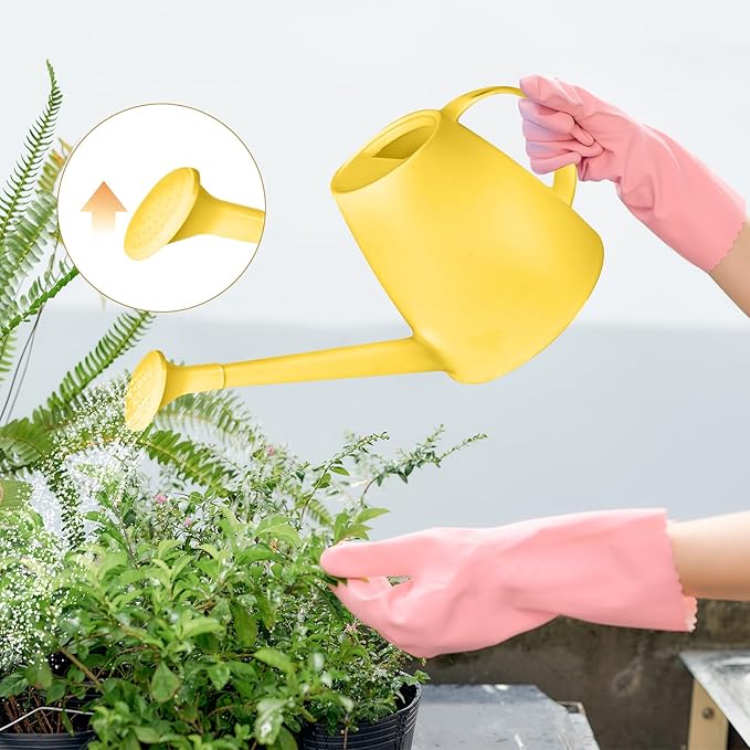 Plastic Watering Can - for Home Plant Garden - 1/2 Gallon - Yellow