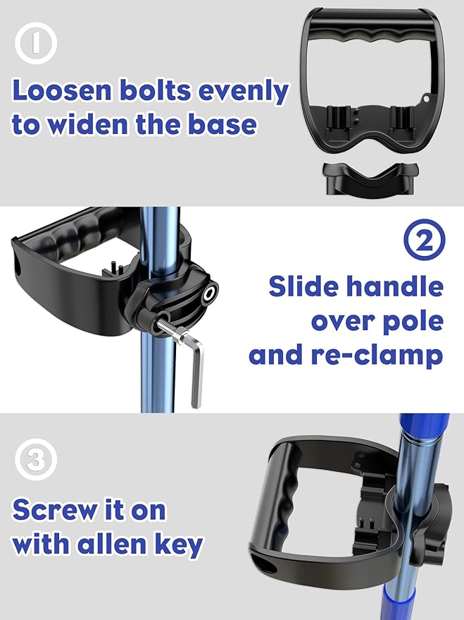 Shovel Garden Tool Handle Attachment, Universal Back Saver Grip for Shovels, Rakes, Hoes, Spades & Long-Handle Yard Lawns Tools, D Grip Ergonomic Handle Replacement Helper, Easy Comfort Hold, Black