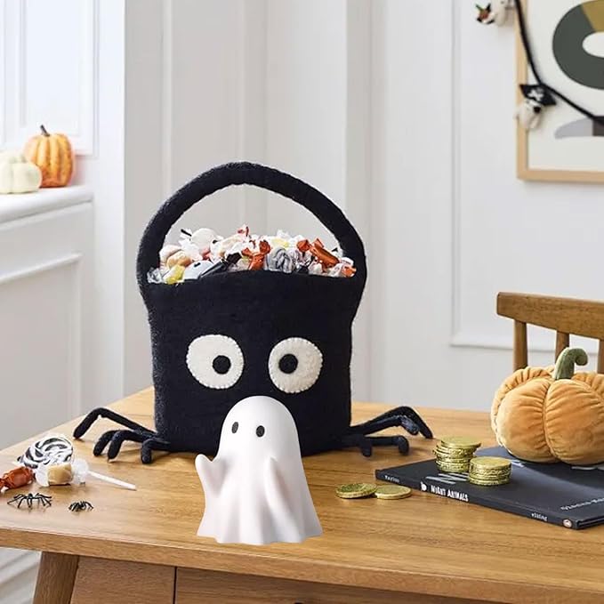 Halloween Ghost Figurine, Funny Resin Pen Holder Ghost Statue, Cute Decor for Halloween Decorations Desk Indoor and Porch Spooky Home Decor