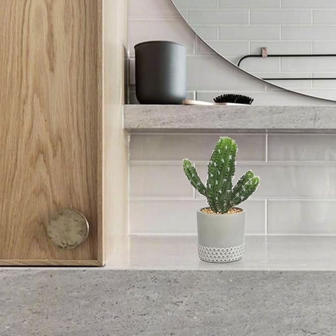 DILATATA 13' Small Fake Cactus Plant Potted 'San Pedro Cactus' Faux Cacti for Home Garden Office Decor Housewarming Gifts