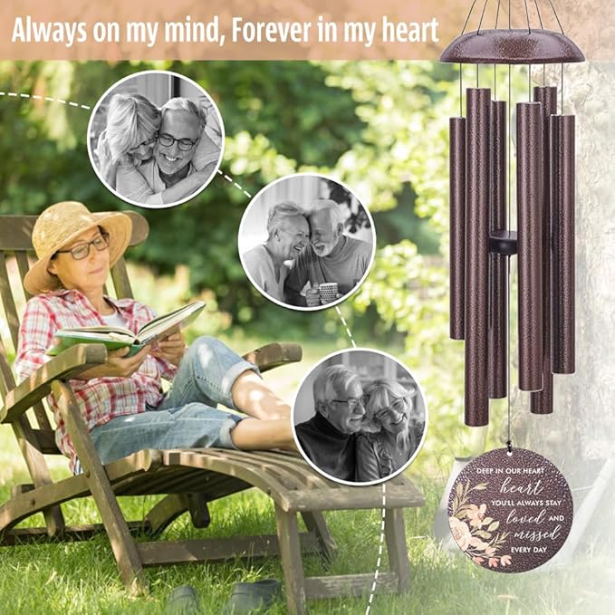 Personalized Wind Chimes, Sympathy Wind Chime, in Loving Memory for Loss of Loved Dad/Mom, Metal Large Memorial Condolences Gifts, Remembrance Wind Chimes for Loss of Loved One, Product in USA