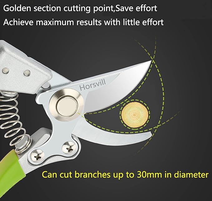 Garden Shears, Japanese Pruning Shears for Heavy Duty, Flowers Herbs Grapes Plant and Branch Cutters, Clippers, Trimmers, Scissors (Green)