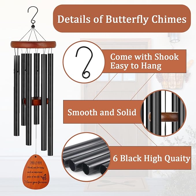 Christmas Mom Gifts Wind Chimes for Outside 26" Windchimes Outdoors Mother Birthday Gifts from Daughter Son