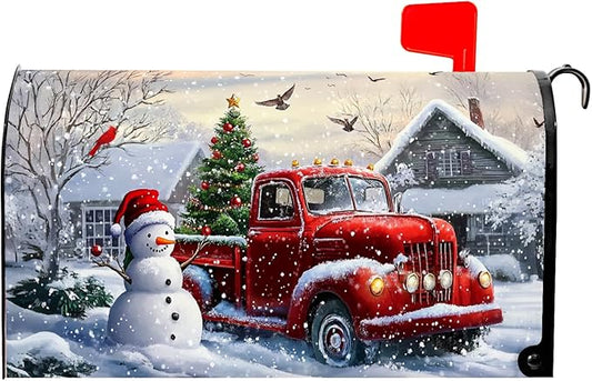 Winter Magnetic Mailbox Cover Snowman Snowflakes Mailbox Cover Magnetic Standard Size 18 X 21 Inch Christmas Mailbox Post Cover Mailbox Wraps Mailbox Decor for Home Garden Outdoor Yard