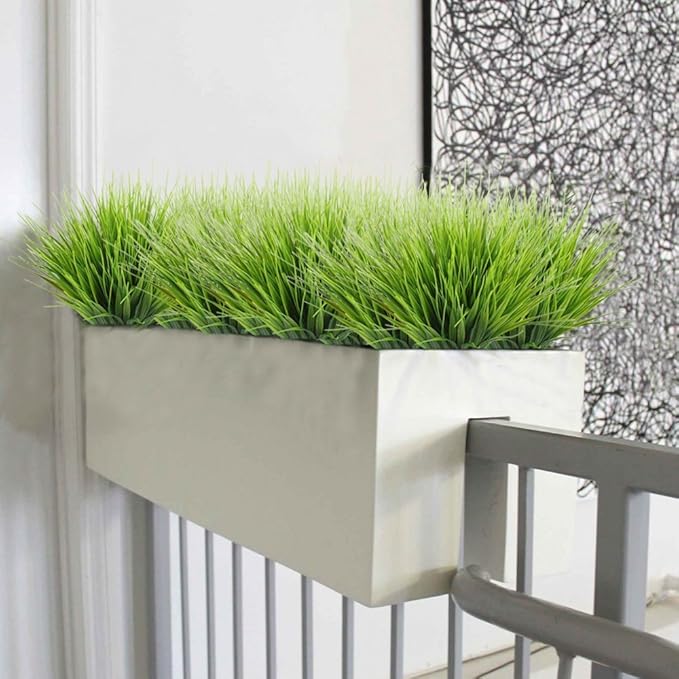 CATTREE Artificial Shrubs Bushes, Plastic Wheat Grass Green Leaves Fake Plants Wedding Indoor Outdoor Home Garden Verandah Kitchen Office Table Centerpieces Arrangements Christmas Decoration 4 pcs
