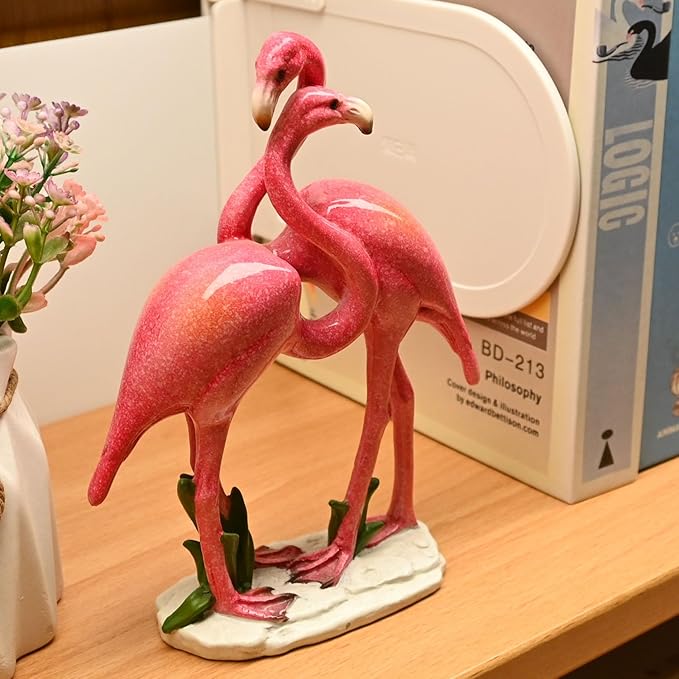 Pink Flamingo Gifts for Women Lovers Teachers Birthday Decorations Flamingo Ornaments Party Stuff Small Figurine Shelf Table Room Decor for Girls Dedroom Art Statue