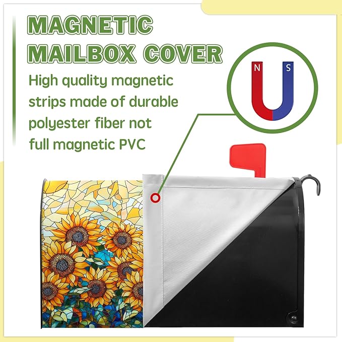 Sunflower Mailbox Covers Magnetic Standard Size Summer Mailbox Cover Fall Vintage Floral Mail Box Covers 21x18 inch Autumn Beautiful Flower Post Letter Box Wraps for Outdoor Garden Decor