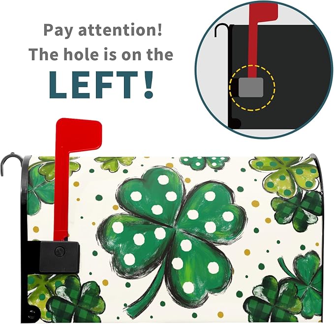 St. Patrick's Day Mailbox Covers Magnetic Standard Size 21 X 25.5 Inch Green Shamrock Magnetic Mailbox Cover St Patricks Day Mailbox Wraps Post Box Cover Decoration Outdoor Garden Home Yard