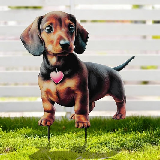 Dachshund Metal Garden Stakes Decorative,Outdoor Garden Dog Decor Stake,Birthday Gifts for Mom Women,Decorative Metal Housewarming Ornament for Lawn Patio Yard Pathway.