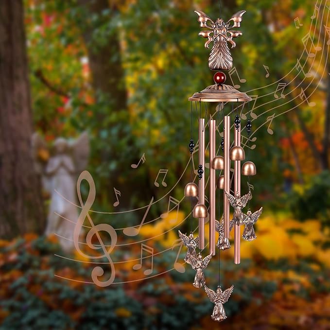 YHmall Angel Wind Chimes for Outside, 34" Angel Gifts for Women Memorial Wind Chimes, Soothing Tones Windchimes Outdoors for Patio Porch Yard Decor for Mom