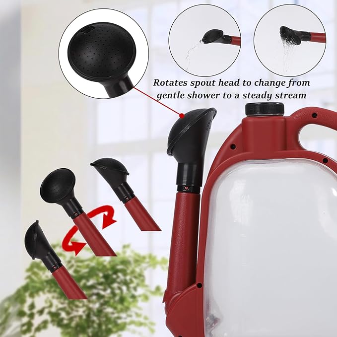 3L Foldable Transparent Plastic Watering Can, 0.8 Gallons, Long Spout, Ergonomic Compact Design, Ideal for Indoor and Outdoor Gardening.(Maroon)