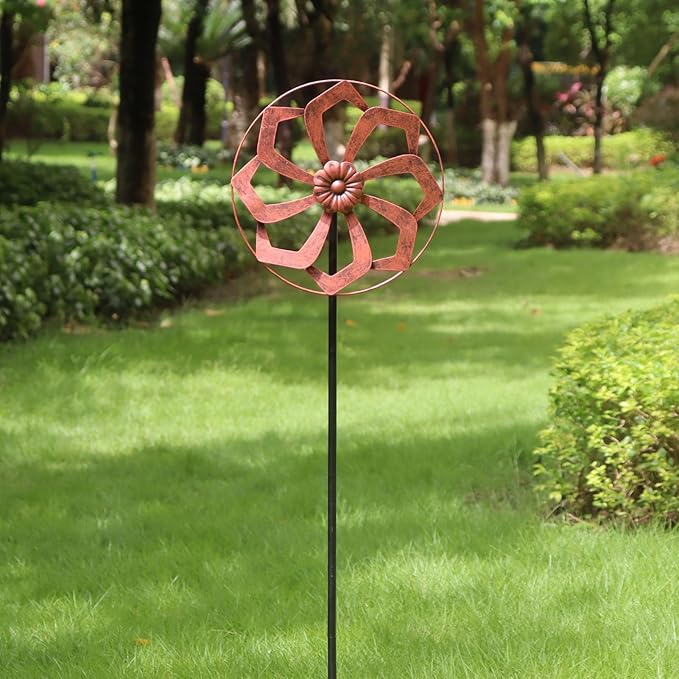 Outdoor Garden Wind Spinner Metal Decorative Yard Kinetic Sculpture Classic Rustic 48x10 Inch