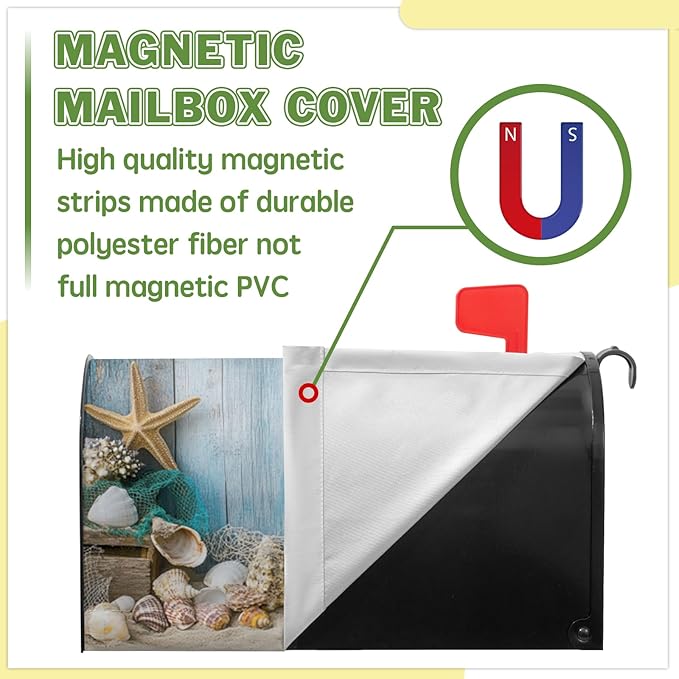 Summer Mailbox Cover Shell Magnetic Mailbox Covers Magnetic Standard Size 21x18 Inch Beach Decorative Mailboxes for Outside Home Farmhouse Garden Decor
