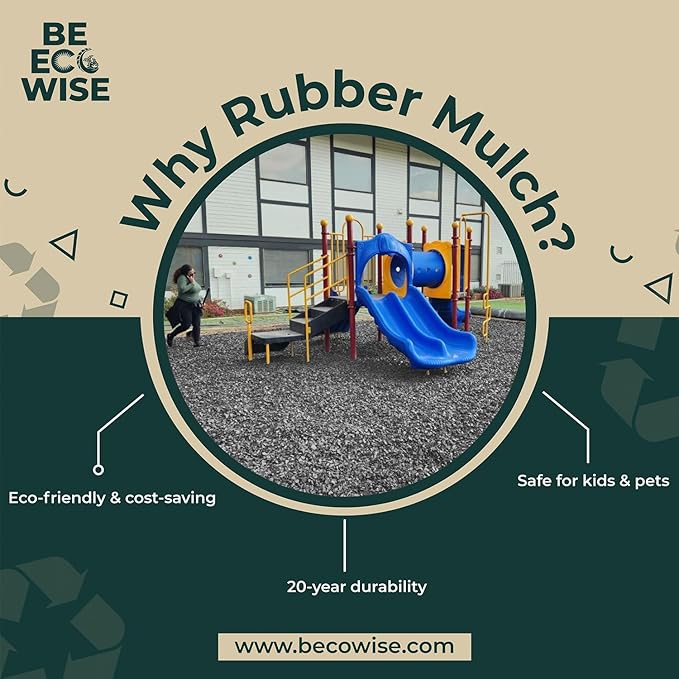 – 100% Wire-Free Premium Grade Shredded Rubber Mulch for Playgrounds & Landscaping | Safe for Kids & Pets, No Replacement Needed, Ultra Durable | Gray, 20 lb (1.2 cu ft)