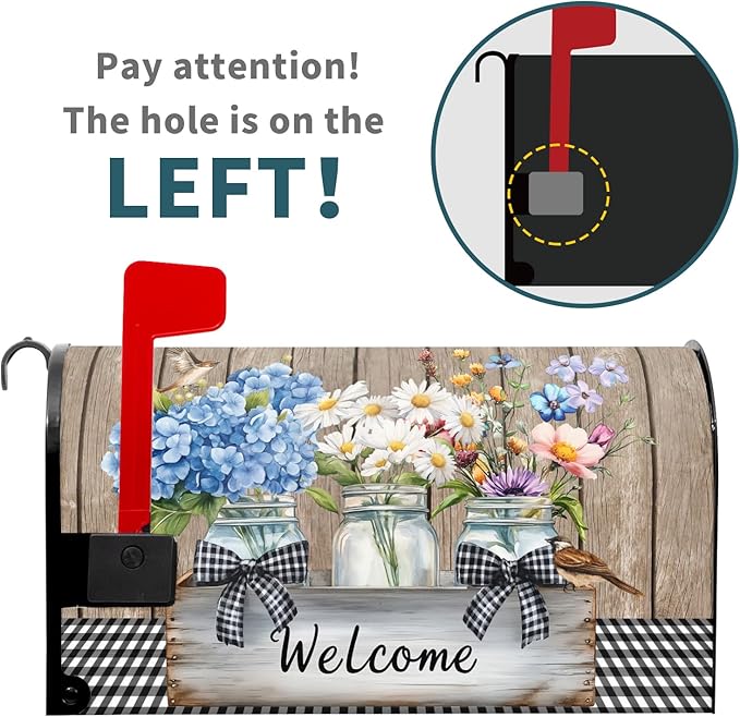 Spring Floral Mailbox Covers Magnetic Standard Size 21 X 25.5 Inch Bird Flower Magnetic Mailbox Cover Wildflowers Mailbox Wraps Post Box Cover Decoration Outdoor Garden Home Yard Outside
