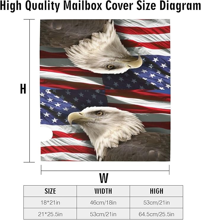 Independence Day American Eagle Flag Mailbox Covers, 4th of July Magnetic Outdoor Decorations Mailbox Wraps Post Letter Box Cover for Garden Decor Larger Size 25.5x21 in