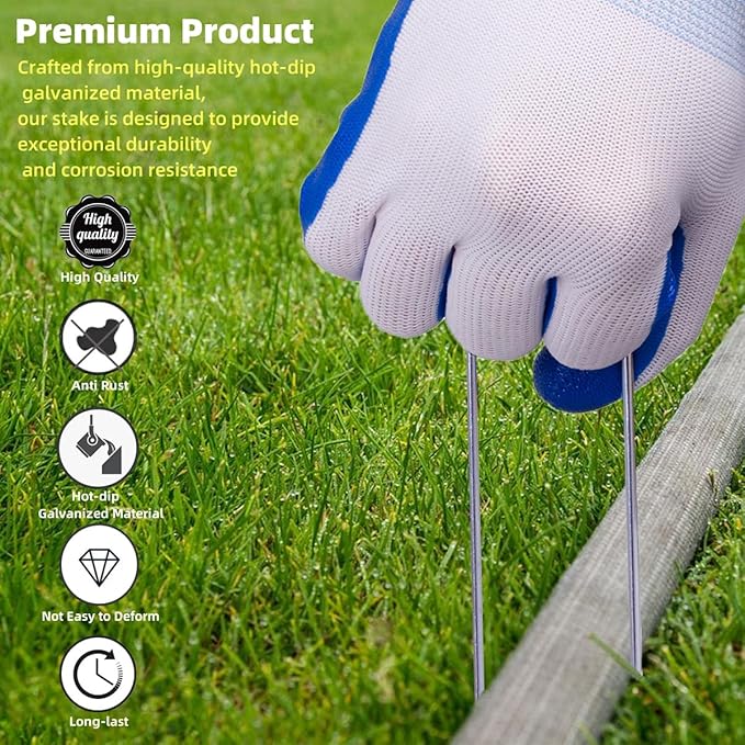 6 Inch 315 Pcs Hot-dip Galvanized U-Shaped Garden Stakes, Landscape Staples, Ground Stakes, for Decoration Weed Barrier Fabric, Irrigation Tubing, Holding Fence, Tarpaulin (300, 6 INCH)