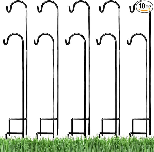AshmanOnline Ashman Shepherds Hook 10 Pack Black, 35 Inches Tall, Made of Premium Metal for Hanging Solar Light, Bird Feeders, Mason Jars, Garden Stake and Wedding Décor.