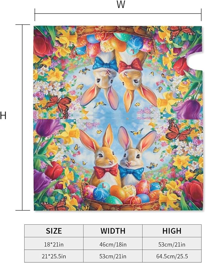 Easter Bunny Mailbox Covers Magnetic Letterbox Covers 21x18 Inch for Garden Outdoor Decoration