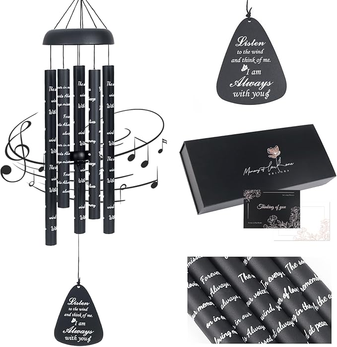 Sympathy Wind Chimes for Outside, Memorial Windchimes for Loss of Loved One Like in Memory of Mother Father Mom Dad, Bereavement Gifts Ideal for Funeral Condolence Remembrance, Outdoor Use