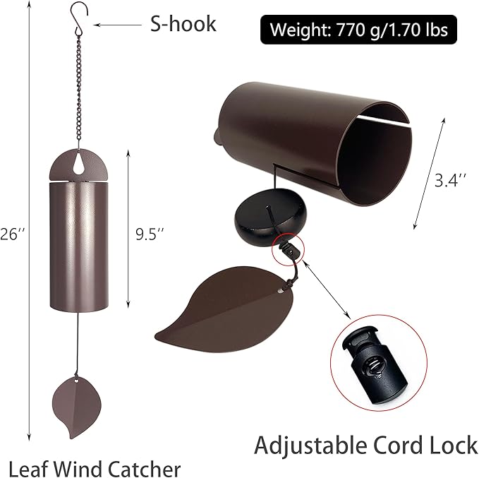Deep Resonance Serenity Bell - 26'' Outdoor Memorial Chime with Deep Tone, Large Hanging Bell for Garden or Patio Décor