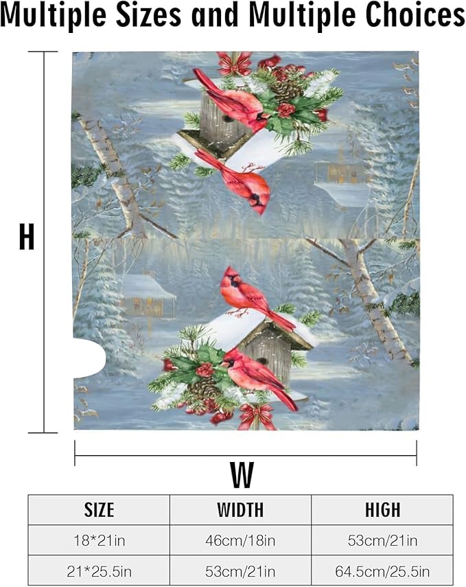 Xmas Winter Cardinal Birds Mailbox Cover, Christmas Snow Bird House 21" X 25.5" Magnetic Mailbox Covers, Large Size Mailbox Wraps Post Letter Box Cover for Outdoor Decorations