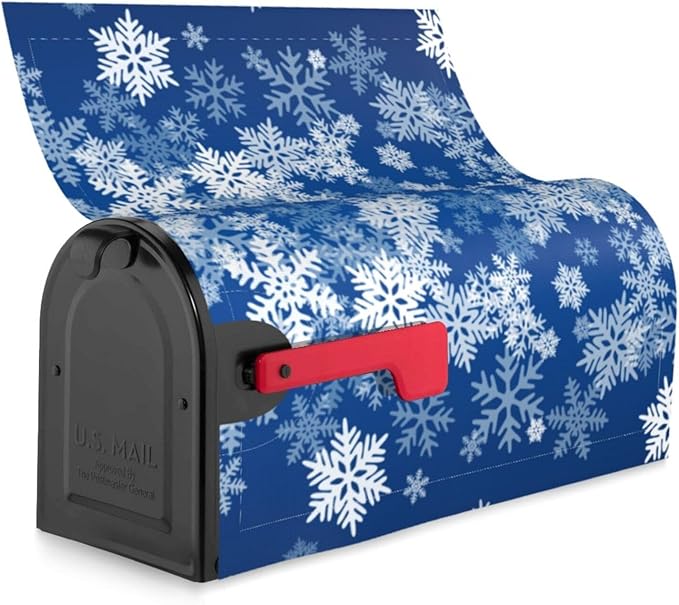 DADABULIU Mailbox Covers Snowflake Blue Winter Christmas Magnetic Letter Post Box Cover Standard Size 25.5 x 21 Inch Garden Yard Home Decorative