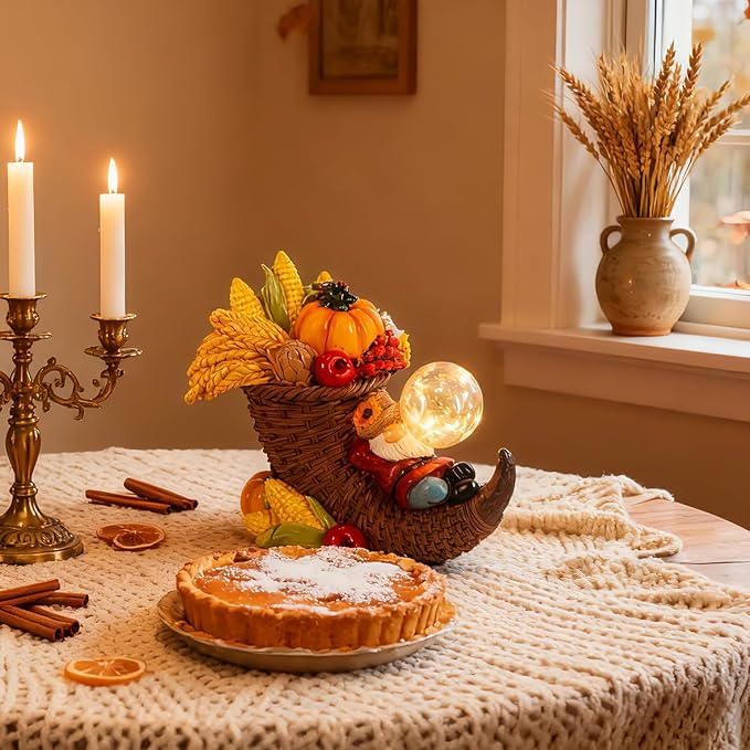 Fall Gnomes Indoor Thanksgiving Gnomes Decorations Tabletop Cornucopia for Fall Gnome Decorations for Home Themed Dream of Harvest Pumpkin Gnome Figurines Autumn Gifts Thanksgiving Home Decor Indoor