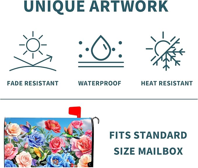 Floral Mailbox Covers Magnetic Standard Size 18 X 21 Inch Spring Butterfly Flower Magnetic Mailbox Cover Wildflowers Mailbox Wraps Post Box Cover Decoration Outdoor Garden Home Yard Outside