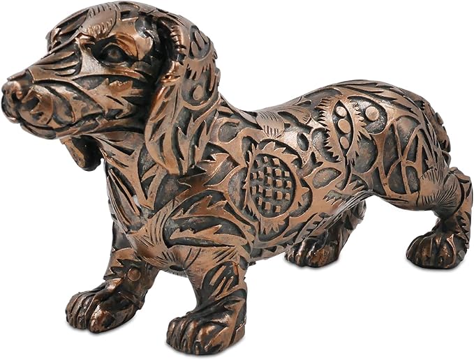 SIMON'S SHOP 8'' Dachshund Figurines, Bronze Wiener Dog Sculpture, Doxie Puppy Statue, Gifts for Sausage Dog Loving Friends, Table Mantel Bookshelf Décor