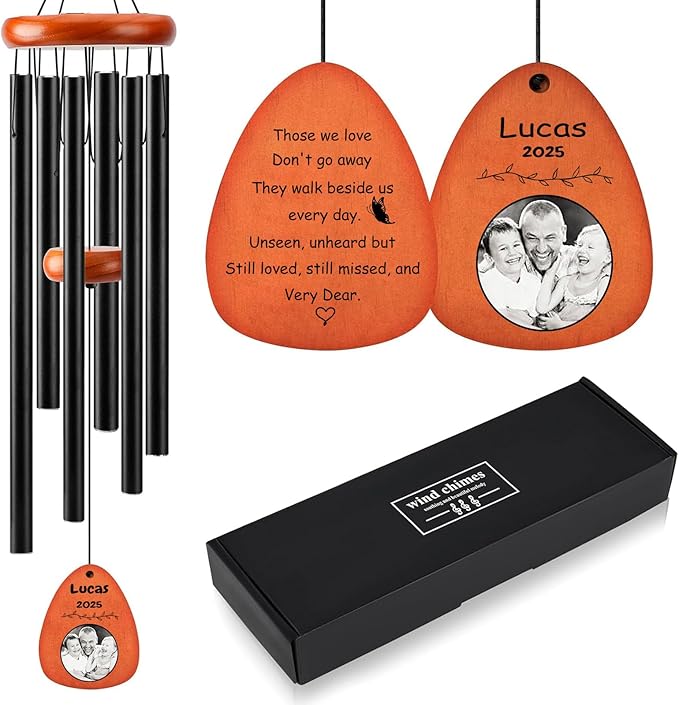 Personalized Memorial Wind Chime - Custom Sympathy Gift for Loss of Loved One, Handmade Bereavement Wind Chime for Pet Loss & Home Decor