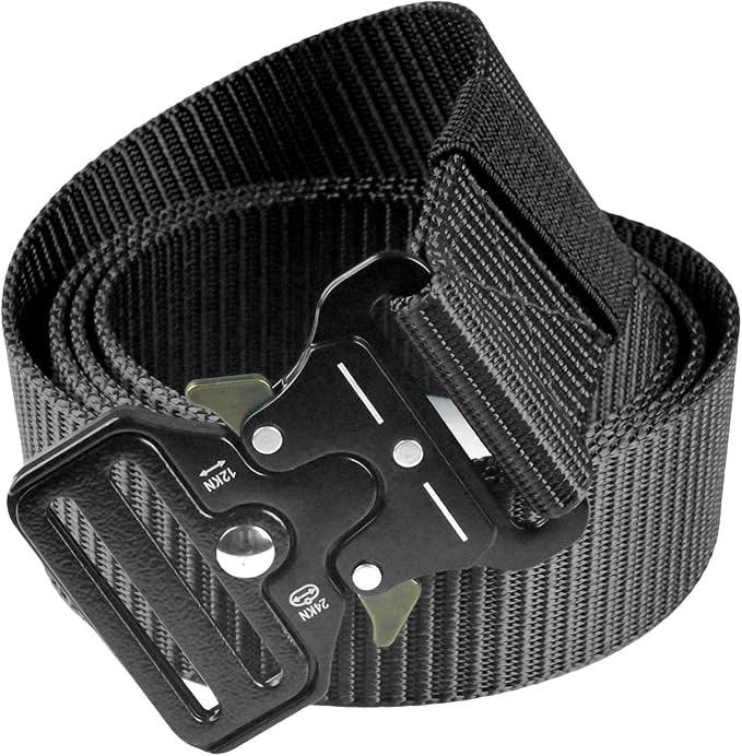 Tactical Belt, Military Hiking Rigger 1.5" Nylon Web Work Belt with Heavy Duty Quick Release Metal Buckle