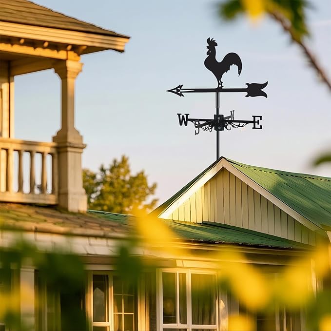 Rooster Metal Weather Vane Wind Direction Indicator Outdoor Weather Vanes Roof Mount Yard Patio Wind Vanes for OutsideYard Farm Garden Patio Decoration