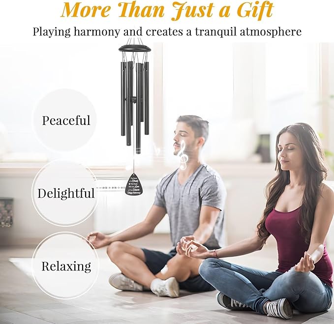 30th Anniversary Wind Chimes Gifts for Men Women,Romantic 30 Year Anniversary for Couples, Wife, Husband, Parents, Friends, 30th Wedding Gifts Idea of Happy Anniversaries Decorations,Black
