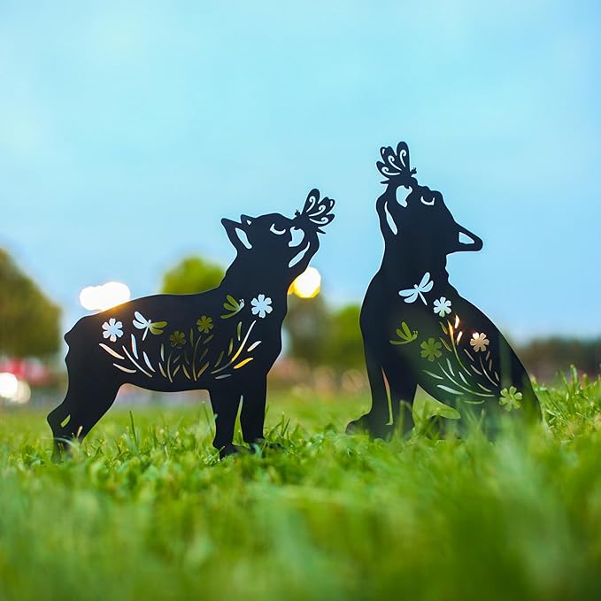 Dog Metal Garden Stakes Decorative, Gifts for Women/Men/Dog Lovers Gifts,Black French Bulldog Silhouette Statues Garden Decor for Outside,Outdoor Decor,Yard Art,Patio,Lawn Ornaments
