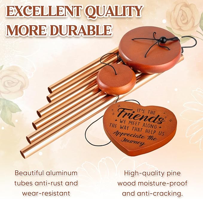 Best Friend Birthday Gifts for Women, Unique Friendship Gifts for Women, Ideas Wind Chimes for BFF, Soul Sister, Unique Outdoor Garden Decor for Female 25.6" Wind Chime