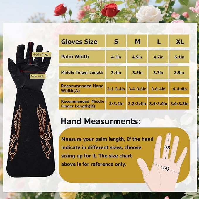 Gardening Gloves Thorn Proof for Rose Pruning & Cactus Trimming, Cowboy Long Leather Garden Gloves for Women & Men (Western Style, Small)
