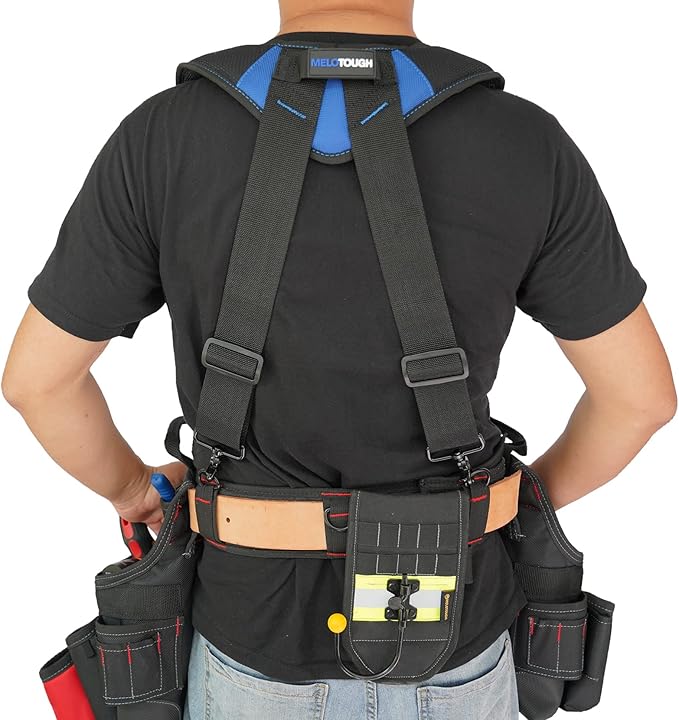 MELOTOUGH Magnetic Tool Belt Suspenders with Magnetic WristBand for Work Belt Padded Suspenders Constrcution