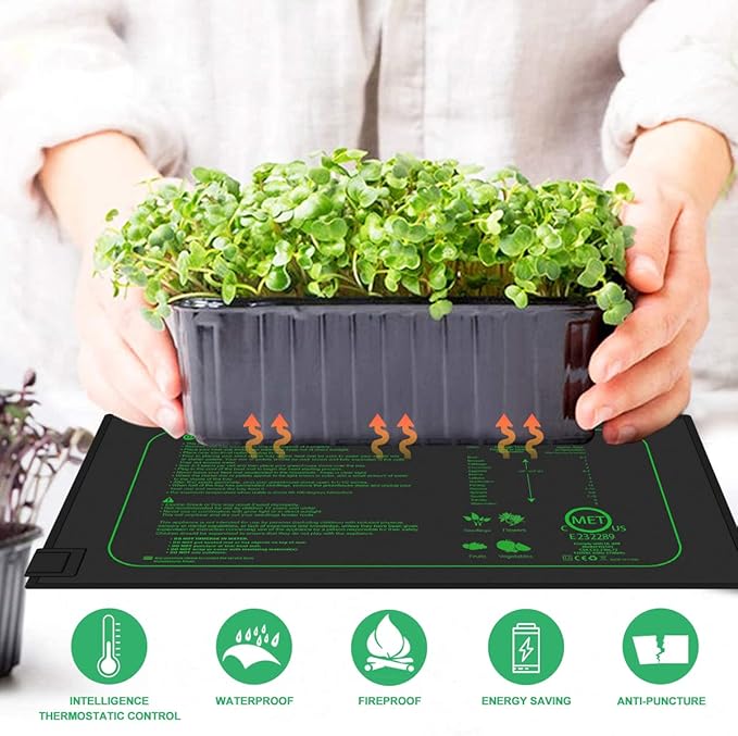 2 Pack 21W Seedling Heat Mat for Seed Starting,10" x 20.75" Waterproof Heating Pad for Indoor Plants Germination