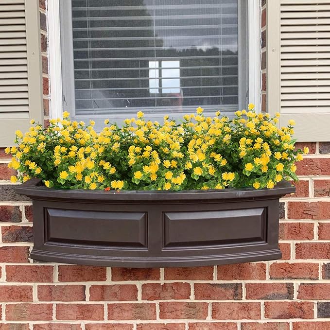 6 Bundles Artificial Flowers, Fake Artificial Greenery UV Resistant No Fade Faux Plastic Plants for Wedding Bridle Bouquet Indoor Outdoor Home Garden Kitchen Office Table Vase (Yellow)