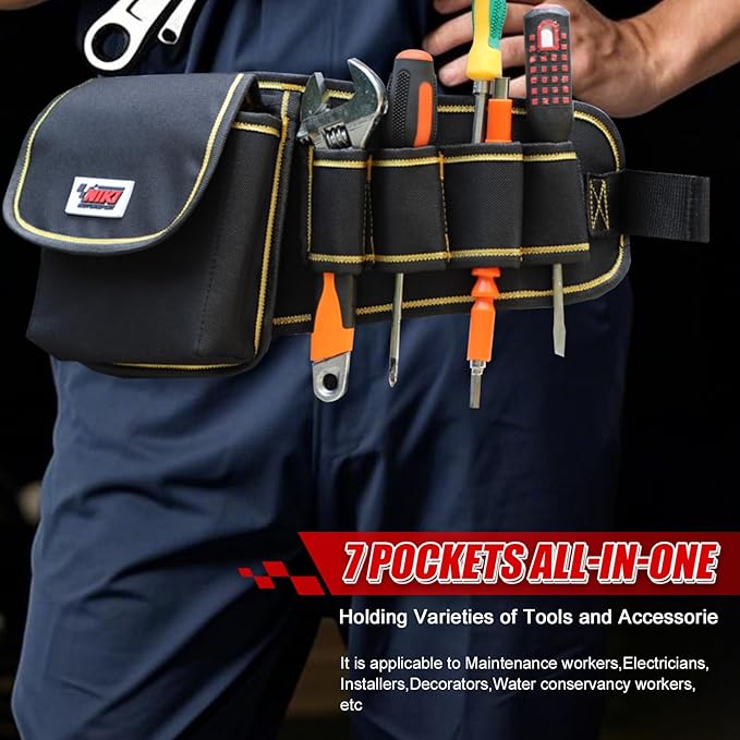 Tool Belt,600D Water-draining Oxford Cloth Tool Belts for Men,Electrician Tool Belt Widely Applied to Repairmen,Electrician,Carpenter,Construction (7 pocket)