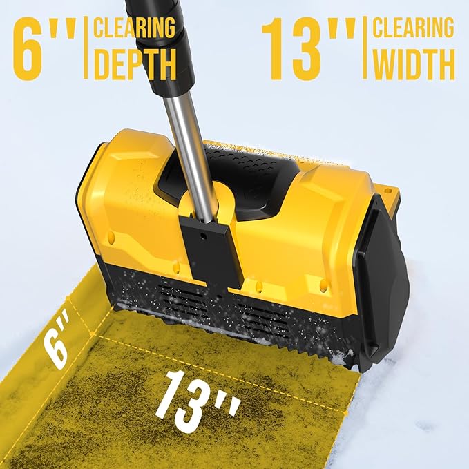 20V 13-Inch Cordless Brushless Snow Shovel, Cordless Snow Blower with Two 4Ah Battery, Battery Snow Blower with Directional Plate & Adjustable Front Handle (2 * 4Ah Battery & Quick Charger Included)