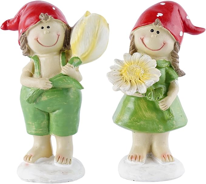 2 - Piece Set of Outdoor Garden Sunflower Fairy Resin Statues - Ideal for Patio, Lawn, Garden & Courtyard Decor, Indoor/Outdoor Home Accents, for Parents & Friends