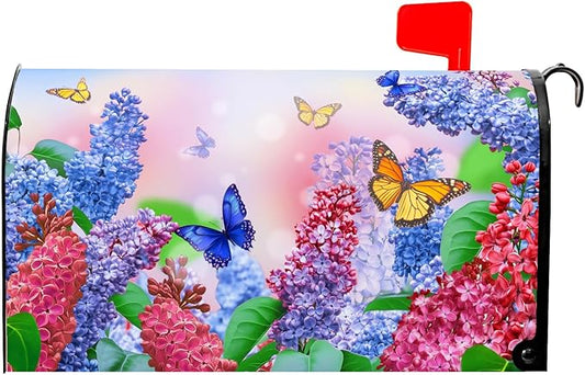 Spring Flower Mailbox Covers Magnetic Standard Size 21 X 25.5 Inch Butterfly Magnetic Mailbox Cover Summer Floral Mailbox Wraps Post Box Cover Decoration Outdoor Garden Home Yard Outside