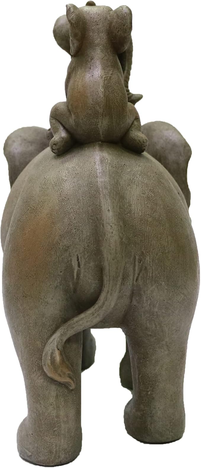 Nature's Mark 8" H 3 Baby Elephants Riding an Elephant Resin Statue Figurine Home Decorative Accent Decor (Gray)