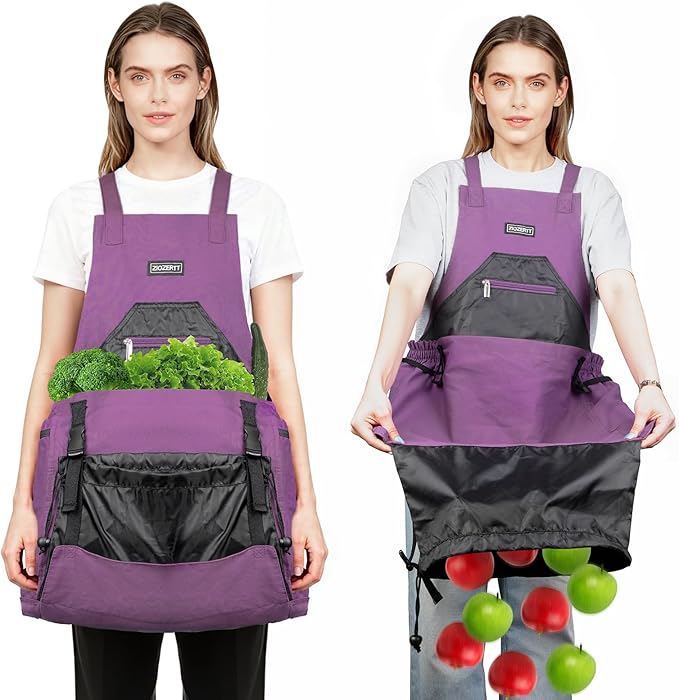 Garden Apron,Harvest Aprons with Pockets for Women and Men,Canvas Gardening Tool Belt, Gardening Gifts for Mom,Dad