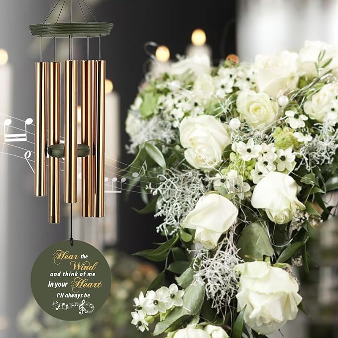 Personalized Sympathy Wind Chime, Wind Chimes for Loss of Loved Father/Mother/Lover, Condolence Gifts Wind Chimes for Outside, Sympathy Bereavement Gifts for Condolences/Funeral, Product in USA