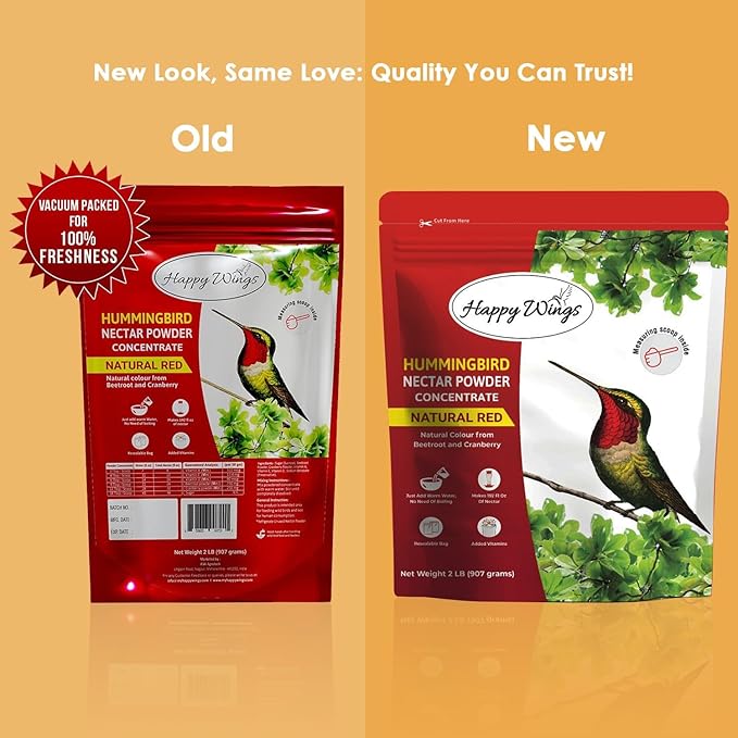 Happy Wings 2 lb (32 Ounce) Hummingbird Nectar Powder Concentrate, Natural Red