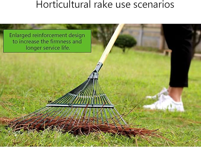 Landscape Rake,Rake Head Replacement Rakes for Lawns,Garden Rakes Head Replacements 22 Teeth Steel Fan Leaf for Lawn Yard Flowers Beds Farm Gardening,with Gloves (22.44 X 18.5 in)