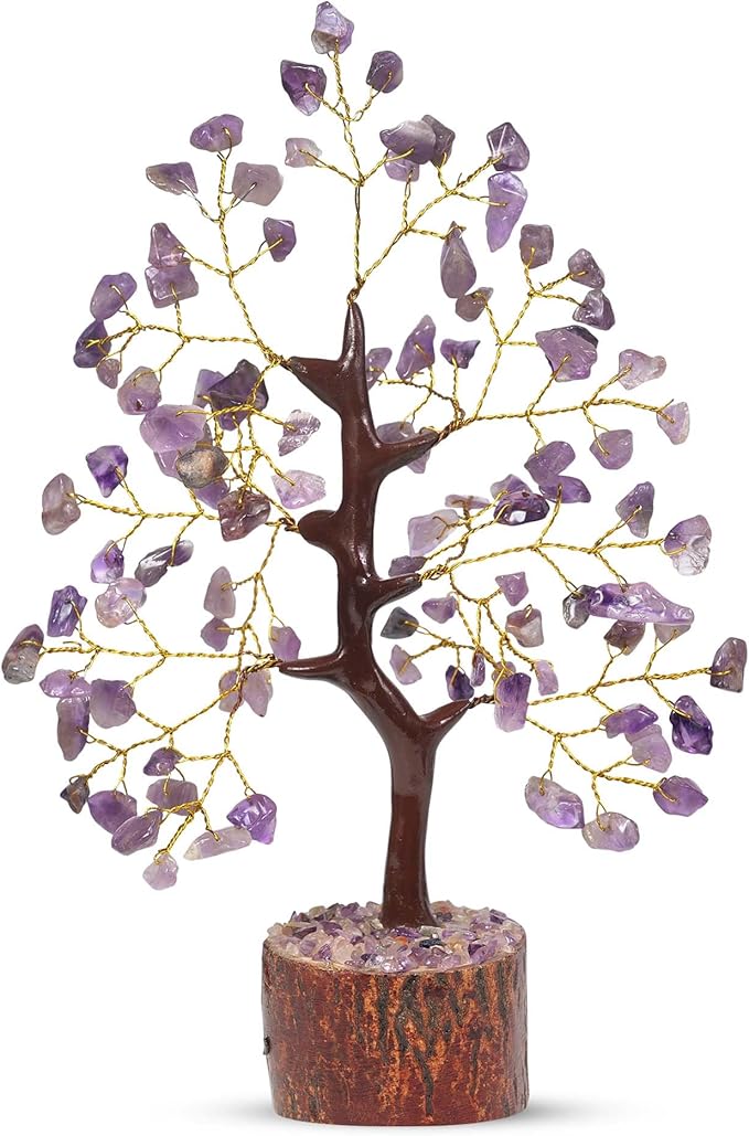 Amethyst Crystal Tree - Spiritual Gifts for Women, Reiki and Feng Shui Decor, Gemstones, Office Decoration, Crystal Bonsai, Money Tree, Small Office